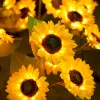 LED garden lamp sunflower with 3 flowers 68cm 600mAh battery solar