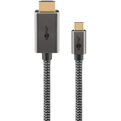 USB-C pistik -> HDMI pistik kaabel 3m hall rästik 4K@60Hz