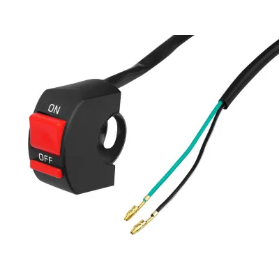 Handlebar Switch 12V 10A Black/Red for 22-25mm Tube, 50cm Cable