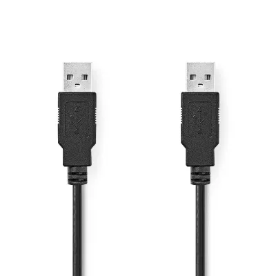 Кабель USB-A - USB-A 2.0 2 м черный