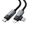 USB-C - USB-C+Lightning kaabel 1m 3A hall