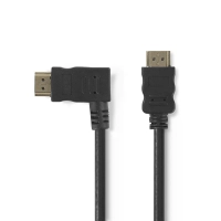 High Speed HDMI™ Cable with Ethernet | Left Hooked HDMI™ Connector | HDMI™ Connector | 4K@30Hz | 10.2 Gbps | 1.50 m | Round | PVC | Black | Envelope