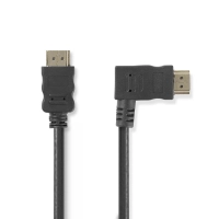 High Speed HDMI™ Cable with Ethernet | Right Hooked HDMI™ Connector | HDMI™ Connector | 4K@30Hz | 10.2 Gbps | 1.50 m | Round | PVC | Black | Envelope