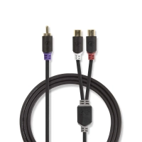 Subwoofer Cable | RCA Male | 2x RCA Female | Gold Plated | 0.20 m | Round | 4.0 mm | Anthracite | Box