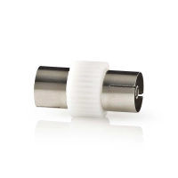 Satellite & Antenna Adapter | IEC (Coax) Female | IEC (Coax) Female | Nickel Plated | 75 Ohm | Straight | Metal / Plastic | White | 1 pcs | Box