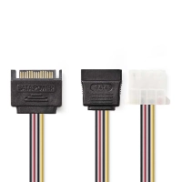 Internal Power cable | SATA 15-Pin Male | Molex Female / SATA 15-Pin Female | Gold Plated | 0.20 m | Round | PVC | Multi Colour | Envelope