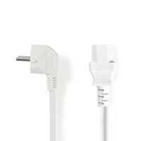 Power Cable | Plug with earth contact male | IEC-320-C13 | Angled | Straight | Nickel Plated | 10.0 m | Round | PVC | White | Box