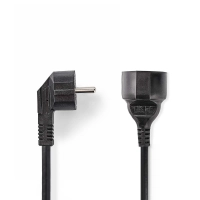 Power Cable | Plug with earth contact male | Plug with earth contact female | Angled | Straight | Nickel Plated | 3.00 m | Round | PVC | Black | Envelope