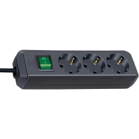 3-way grounded power strip Black TYPE F