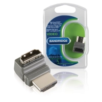 High Speed HDMI with Ethernet Adapter Angled 270° HDMI Connector - HDMI Female Grey