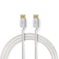 DisplayPort Cable | DisplayPort Male | DisplayPort Male | 8K@60Hz | Gold Plated | 2.00 m | Round | Braided | Silver | Cover Window Box