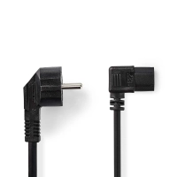 Power Cable | Plug with earth contact male | IEC-320-C13 | Angled | Angled | Nickel Plated | 3.00 m | Round | PVC | Black | Label