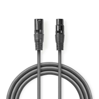 Balanced Audio Cable | XLR 3-Pin Male | XLR 3-Pin Female | Nickel Plated | 0.50 m | Round | PVC | Dark Grey | Carton Sleeve