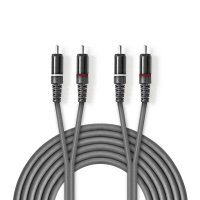 Stereo Audio Cable | 2x RCA Male | 2x RCA Male | Nickel Plated | 3.00 m | Round | Dark Grey | Carton Sleeve