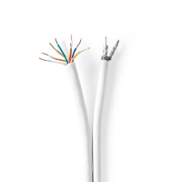 IEC (Coax) CAT6 Combi Cable on reel | RG58 | 75 Ohm | Triple Shielded | ECA | 25.0 m | Round | White | Gift Box