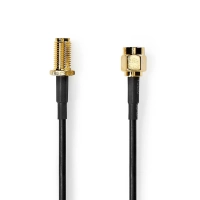 SMA Cable | SMA Male | SMA Female | Gold Plated | 50 Ohm | Single Shielded | 3.00 m | Round | PVC | Black | Label