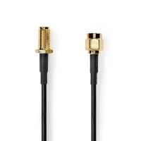 SMA Cable | SMA Male | SMA Female | Gold Plated | 50 Ohm | Single Shielded | 5.00 m | Round | PVC | Black | Label