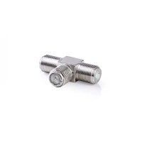 Satellite & Antenna Adapter | F Female | 2x F Female | Nickel Plated | 75 Ohm | T-Splitter | Metal | Silver | 10 pcs | Polybag