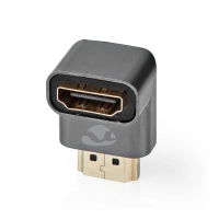 HDMI™ Adapter | HDMI™ Connector / HDMI™ Male | HDMI™ Output | Gold Plated | Angled 90° | Aluminium | Gun Metal Grey | 1 pcs | Cover Window Box