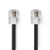 Telecom Cable | RJ11 Male | RJ11 Male | 2.00 m | Cable design: Flat | Plating: Gold Plated | Cable type: RJ11 | Black | Label