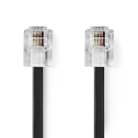 Telecom Cable | RJ11 Male | RJ11 Male | 2.00 m | Cable design: Flat | Plating: Gold Plated | Cable type: RJ11 | Black | Label