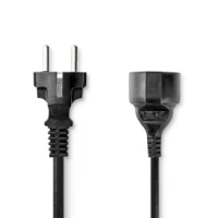 Power Cable | Plug with earth contact male | Plug with earth contact female | Straight | Straight | Nickel Plated | 5.00 m | Round | PVC | Black | Box