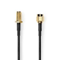 SMA Cable | SMA Male | SMA Female | Gold Plated | 50 Ohm | Single Shielded | 2.00 m | Round | PVC | Black | Box