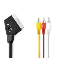 SCART Cable | SCART Male | 3x RCA Male | Nickel Plated | Switchable | 480p | 2.00 m | Round | PVC | Black | Label