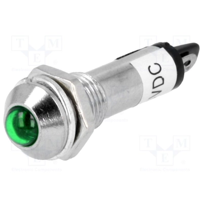 Indicator: LED; prominent; 24VDC; Cutout: Ø8.2mm; IP40; metal