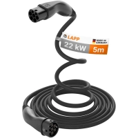 Type 2 Self-Retracting Charging Cable, up to 22 kW, 5 m, black