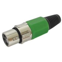 3P FEMALE XLR PLUG - NICKEL - GREEN