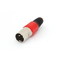 3P MALE XLR PLUG - NICKEL - RED