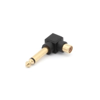 FEMALE RCA TO MALE 6.35mm MONO JACK - GOLD / 90°