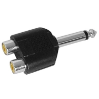 DUAL RCA FEMALE TO MALE 6.35mm MONO JACK