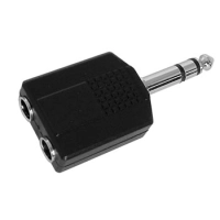 DUAL FEMALE 6.35mm STEREO JACK TO MALE 6.35mm STEREO JACK