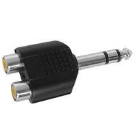 DUAL RCA FEMALE TO MALE 6.35mm STEREO JACK