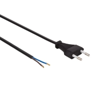 Toitekaabel , must - CEE 7/16 "Europlug"+ juhtmed  L=1.8 m H03VVH2-F 2G0.75 mm²