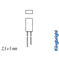 2.5 x 5mm nelinurkne LED, punane hajutatud