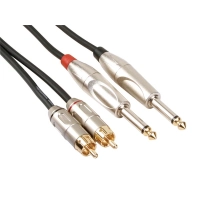 Professionaalne audio kaabel , 2 x RCA pistik - 2 x 6.35mm MONO pistik (5m)