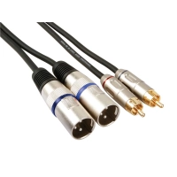 2 x XLR 3-PIN male to 2 x RCA male, 1m