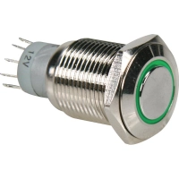 ROUND METAL SWITCH SPDT 1NO 1NC - GREEN RING