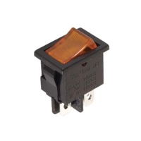 POWER ROCKER SWITCH 3A-250V DPST ON-OFF - WITH AMBER NEON LIGHT