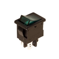 POWER ROCKER SWITCH 3A-250V DPST ON-OFF - WITH GREEN NEON LIGHT