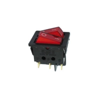 POWER ROCKER SWITCH 10A-250V DPST ON-OFF - WITH RED NEON LIGHT