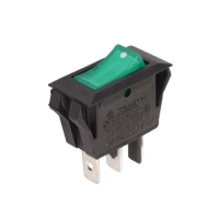 POWER ROCKER SWITCH 10A-250V SPST ON-OFF - WITH GREEN NEON LIGHT