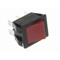 POWER ROCKER SWITCH 10A-250V DPDT ON-ON - RED CAP