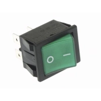 POWER ROCKER SWITCH 10A-250V DPST ON-OFF - WITH GREEN NEON LIGHT