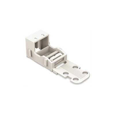 Kaabli klamber - FOR 2-CONDUCTOR TERMINAL BLOCKS - 221 SERIES - 4 mm² - WITH SNAP-IN MOUNTING FOOT FOR HORIZONTAL MOUNTING - WHITE