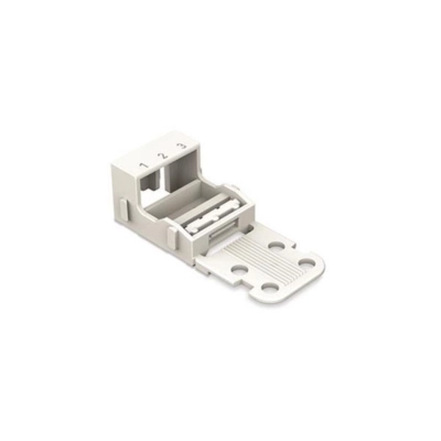 Kaabli klamber - FOR 3-CONDUCTOR TERMINAL BLOCKS - 221 SERIES - 4 mm² - WITH SNAP-IN MOUNTING FOOT FOR VERTICAL MOUNTING - WHITE