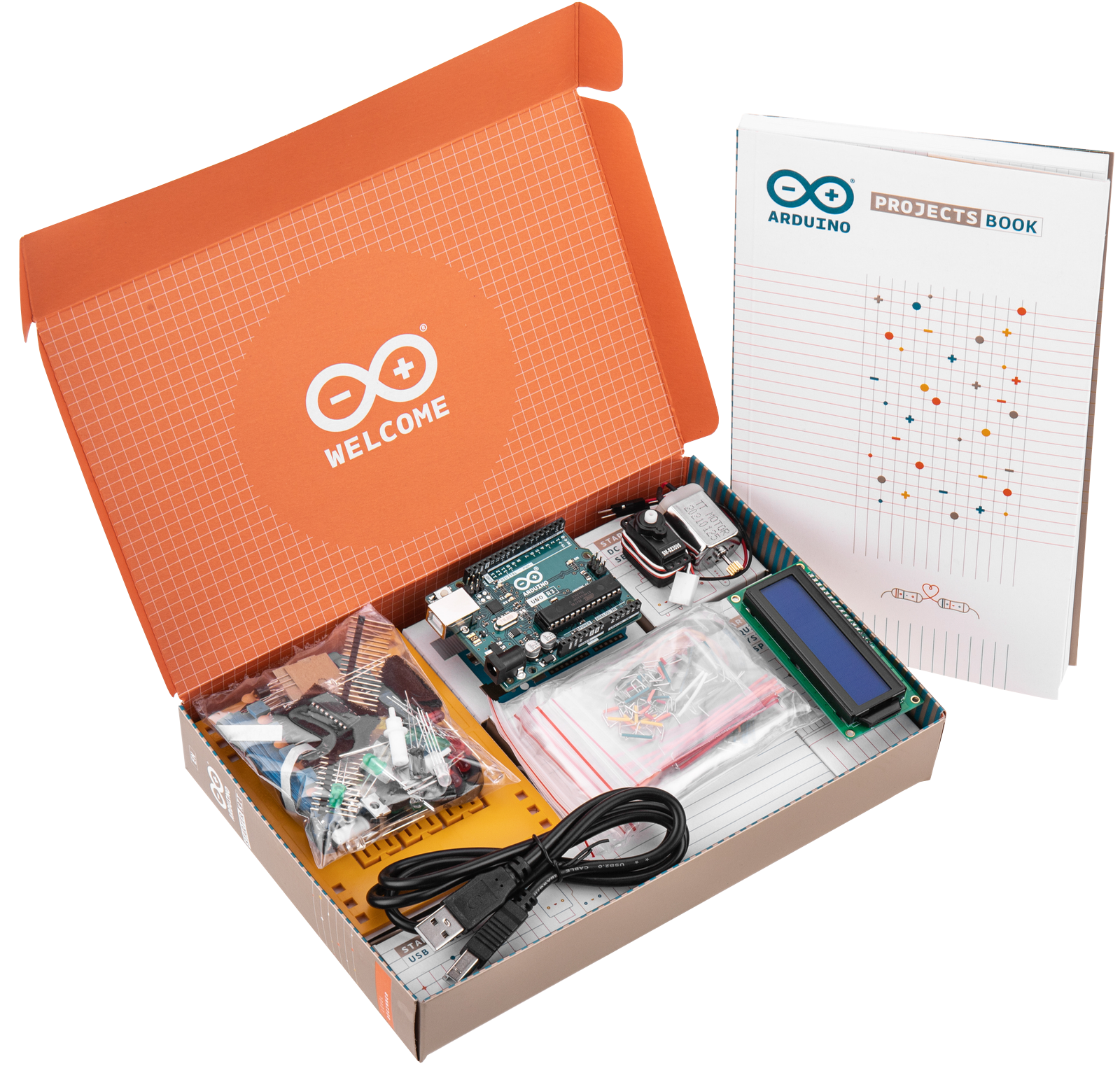 Starter Kit, Arduino UNO Board, Components Kit and Instruction Book for 15  Projects, Spanish Edition